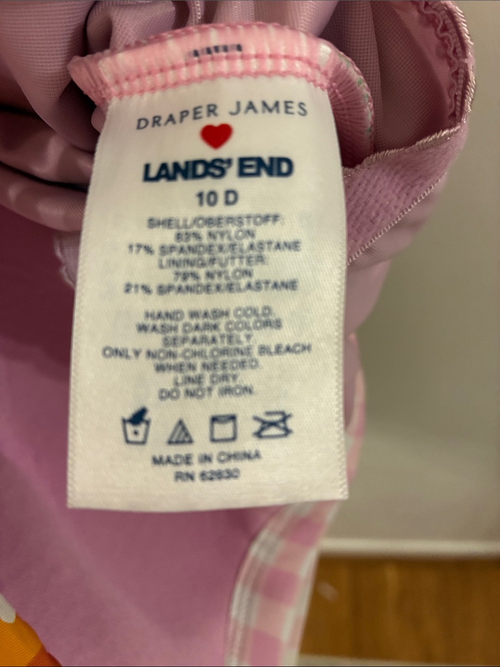 Lands End and Draper James Pink Floral One-Piece Swimsuit A size 10 D - Picture 3 of 6